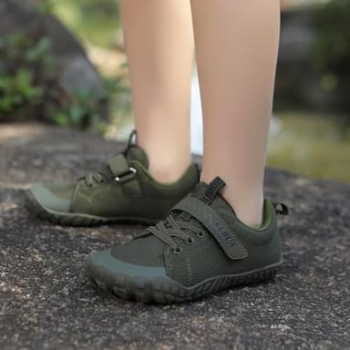 KUBUA Boys Girls Sneakers Kids Sports Barefoot Shoes for Indoor Outdoor Walking Running Athletic Gym Tennis B Green Size 4 Big Kid - Image 8