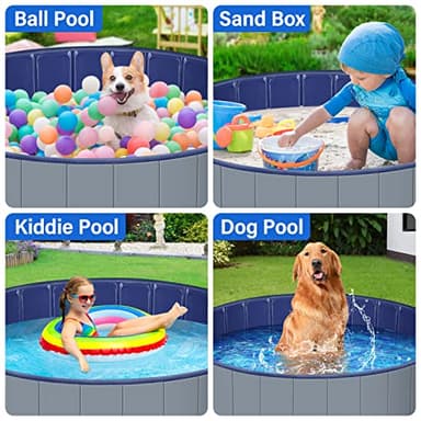 Dog Pool for Large Dogs, Kiddie Pool Hard Plastic, Dog Bathtub Portable, Foldable Pool for Dogs Slip-Resistant (Dark Gray, M - 40'' x 12'') - Image 5
