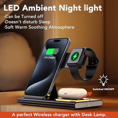 3 in 1 Charging Station for iPhone 17 - Wireless Charger for Apple Devices for iPhone 17 16 15 14 13 12 11 Pro Max - Foldable Wireless Charging Station Dock Stand for Apple Watch Series & AirPods - Image 3