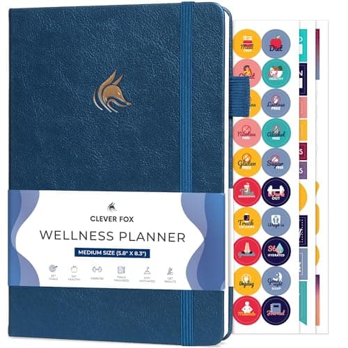 Clever Fox Wellness Planner - Weekly & Daily Health and Wellness Log, Food Journal & Meal Planner Diary for Calorie Counting, Notebook for Medical Condition Tracking, A5-Sized - Mystic Blue - Image 1