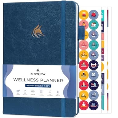 Clever Fox Wellness Planner - Weekly & Daily Health and Wellness Log, Food Journal & Meal Planner Diary for Calorie Counting, Notebook for Medical Condition Tracking, A5-Sized - Mystic Blue - Image 1