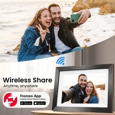 BIHIWOIA 10.1'' Frameo Digital Picture Frame, 32GB WiFi Digital Photo Frame, 1280x800 IPS Touch Screen, Auto-Rotate, Slideshow, Send Photos/Videos via Free App(Black Wood Frame) - Image 5