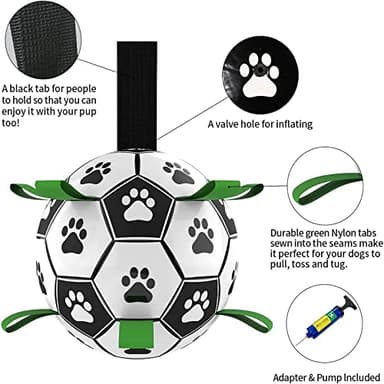 QDAN Dog Soccer Balls Toy with Bell Inside, Outdoor Interactive Toys for Tug of War, Puppy Birthday Gifts, Water Toy, Durable Ropes Squeaky Ball for Small Medium Dogs （6 INCH） - Image 9