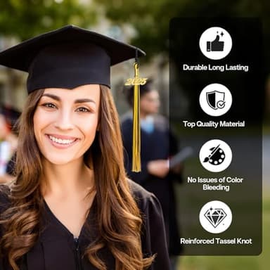 2025 Tassel Graduation, Tassels for Graduation Cap 2025, Black Gold Tassel Cap Decorations with Gold Charms Memorial Cords Graduate Hat Ceremonies Accessories for Class of School Grad Souvenir Gifts - Image 4
