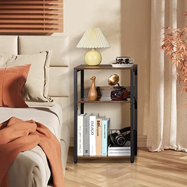 LELELINKY 3 Tier End Table,Record Player Stand with Storage Up to 100 Albums,Turntable Stand for Vinyl,Brown Records Shelf for Living Room Bedroom - Image 4