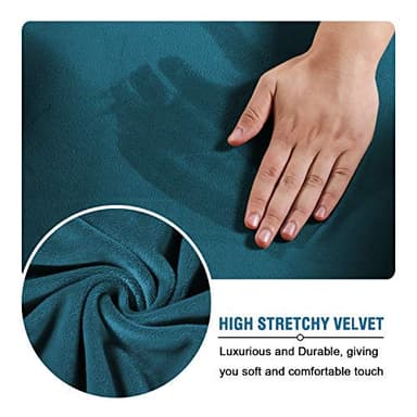 H.VERSAILTEX Velvet 4 Piece High Stretch Sofa Slipcover Cover Furniture Protector Form Fit Luxury Thick Velvet Extra Large Sofa Cover for 3 Cushion Couch Width Up to 105 Inch (XL Sofa, Deep Teal) - Image 5