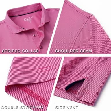 MAELREG Men’s Polo Shirts Short Sleeve Quick Dry Performance Lightweight Pinstriped Collared Polo Shirt for Men - Image 5