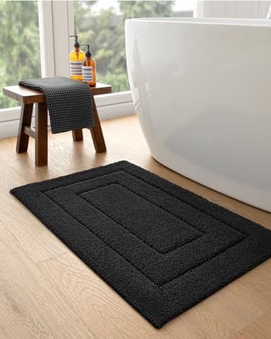 DEXI Bathroom Rug 43x24, Non Slip Washable Bath Mat for Shower Floor, Extra Large Absorbent Soft Bathmat with Rubber Backing, Quick Dry Microfiber Carpet, Black - Image 5