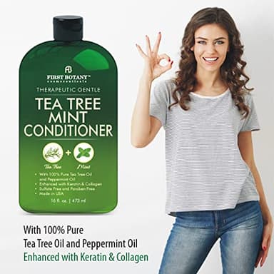 First Botany Tea Tree Mint Shampoo & Conditioner for Men & Women - Pure Tea Tree & Peppermint Oil - Fights Hair Loss, Dandruff, Lice & Itchy Scalp, Promotes Hair Growth - Sulfate Free - 16 Fl Oz x 2 - Image 6