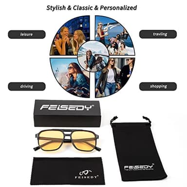 FEISEDY Retro Square Aviator Sunglasses Women Men 70s Vintage Trendy Plastic Frame Sun Glasses B2835 - Image 7