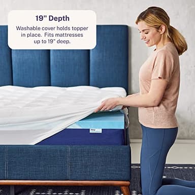 Sleep Innovations Cooling Comfort Gel Memory Foam Dual Layer Mattress Topper, 4 Inch, King Size, Pillow Top Cover - Image 4