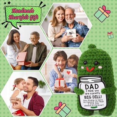 MAMAGIFTREE Christmas Dad Gifts from Daughter or Son, Birthday Gifts for Dad - I Love Best Dad Ever Gifts Thank You Daddy Gift Funny Handmade Crochet Pickle Plush Fathers Day Gifts - Image 7