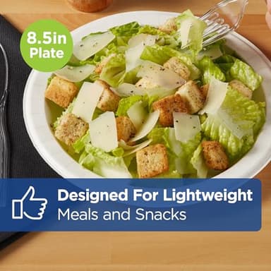 Dixie Basic 8.5 Inch Light-Weight Paper Plates By GP PRO, White, 500 Count (125 Disposable Plates Per Pack, 4 Packs Per Case), DBP09W - Image 4