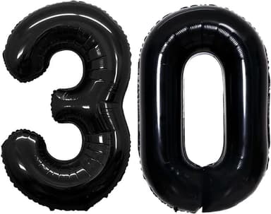GOER Number 30 Balloons for 30th Birthday Party Decorations,42 Inch Jumbo Foil Helium Balloons for 30th Anniversary (Black - Image 2