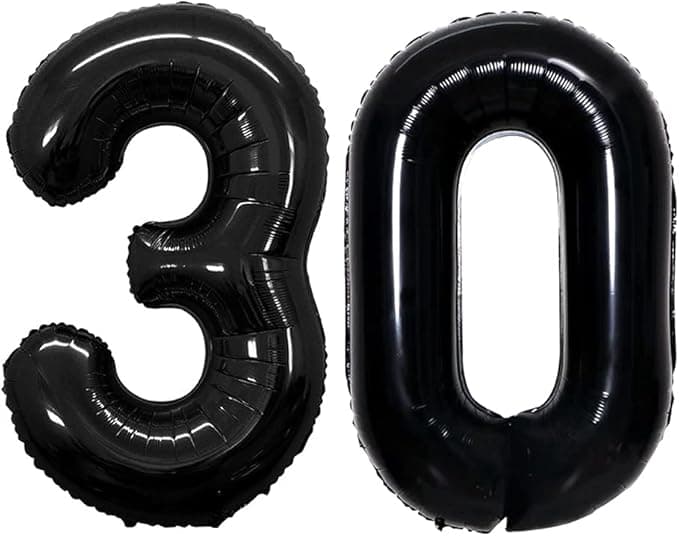 GOER Number 30 Balloons for 30th Birthday Party Decorations,42 Inch Jumbo Foil Helium Balloons for 30th Anniversary (Black - Image 1
