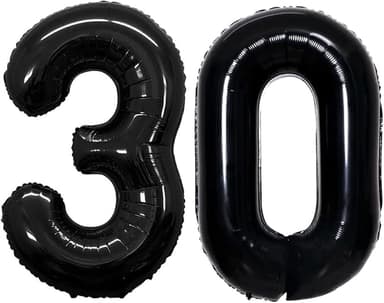 GOER Number 30 Balloons for 30th Birthday Party Decorations,42 Inch Jumbo Foil Helium Balloons for 30th Anniversary (Black - Image 1