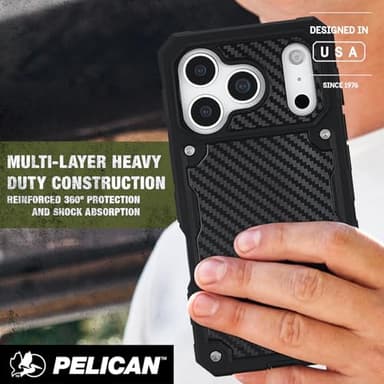 Pelican Shield iPhone 17 Pro Case [Compatible with MagSafe] Rugged Phone Case w/ 24ft Military-Grade Drop Protection - Heavy Duty Phone Cover w/Belt Clip Holster for iPhone 17 Pro - Carbon - Image 7