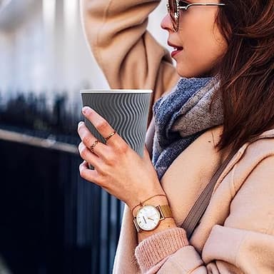 Clawsoff Coffee Cups 12 oz 120 Pack, Corrugated Insulated Ripple Wall Disposable Paper Coffee Cups 12oz, To Go for Hot Beverage or Cold Drinks Office/Home/Cafe/Party/Travel (Gray) - Image 7