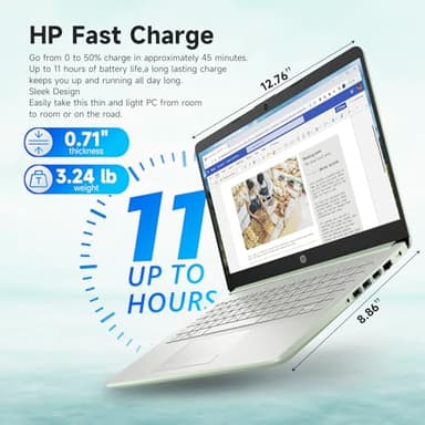 HP Student Business Laptop Computer - Intel N150 Processor, 16GB RAM, 384GB Storage (128GB UFS+256GB MSD), Microsoft Office Lifetime, w/DVD Drive, Copilot AI, 1TB Cloud Storage, AI Powered, Green - Image 8