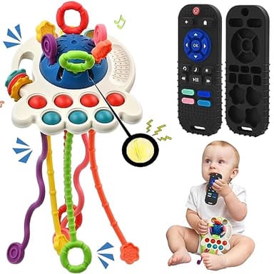 Sensory Montessori Baby Toys, Silicone Remote Control for Infant 6 12 Months, Toddler Educational Learning Travel Toys for Newborn Baby Shower Boy Girl Birthday Gifts Christmas Stocking Stuffers - Image 1