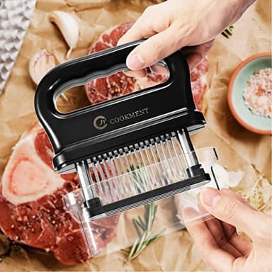 JY COOKMENT Meat Tenderizer with 48 Stainless Steel Ultra Sharp Needle Blades, Kitchen Cooking Tool Best for Tenderizing, BBQ, Marinade - Image 3