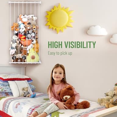 Stuffed Animal Storage - Corner Hammock Net for Plushie Toys - Zoo Style Organizer, Save Space, Perfect for Toddler Boys & Girls - Wall Decor - Image 4