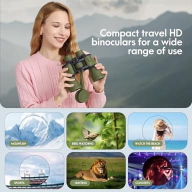 20x50 High Zoom Adult Binoculars High Power with Phone Adapter, Low Light Night Vision, Lightweight & Portable for Bird Watching, Hunting, Stargazing(Green) - Image 3