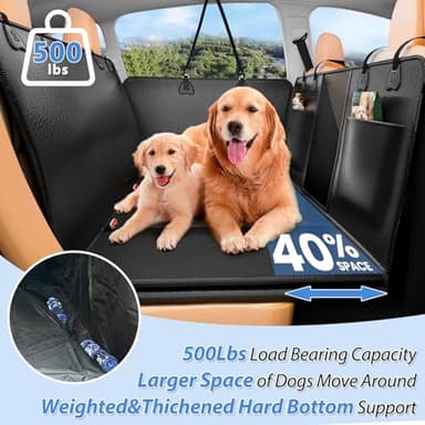 YFChangle Hard Bottom Dog Car Seat Cover for Back Seat – Waterproof Nonslip Hammock Extender for Trucks & SUVs, Heavy Duty Pet Protector, Black Faux Leather - Image 2