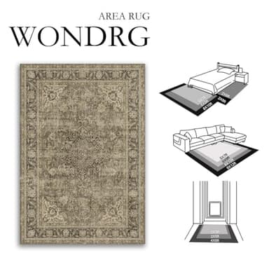 WondRg 2x6 Washable Brown Runner Rug Vintage Hallway Kitchen Carpet Non-Slip Soft Low Pile Distressed Throw Rug for Bedroom Bathroom Laundry Living Room - Image 2