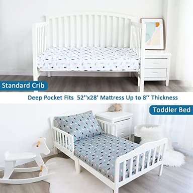 Crib Sheets for Boys or Girls 4 Pack, Baby Crib Sheets 52'' x 28'' for Standard Crib & Toddler Mattress, Soft and Breathable Material, Baby Crib Sheet Neutral, Grey Dinosaurs & Ocean - Image 6