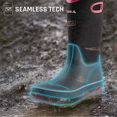 HISEA Women Mud Boots, Neoprene Rubber Garden Shoes Waterproof Mid Calf Rain Boots for Outdoor - Image 4