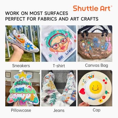 Shuttle Art 28 Colors Fabric Markers, Shirt Permanent Markers for Clothes Sneakers Jeans with 11 Stencils 1 Fabric Sheet, Fabric Pens for Kids Adult Painting Writing - Image 5