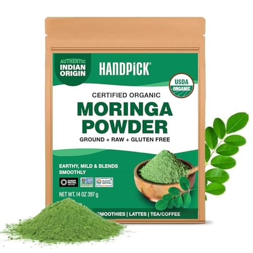 HANDPICK USDA Organic Moringa Powder (397g/14oz) Pure Moringa Oleifera Leaf Powder | Authentic Indian Origin | Gluten Free, Non-GMO | Perfect for Smoothies, Drinks, Tea & Recipes - Image 1
