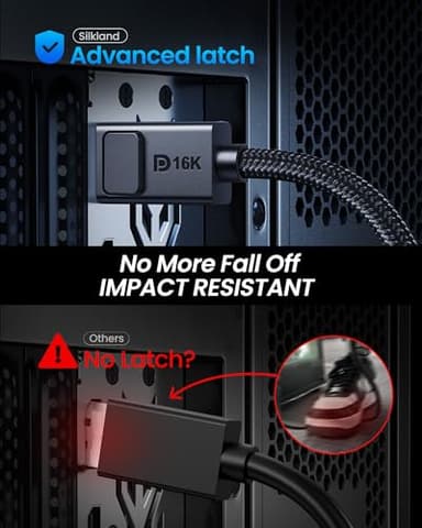 Silkland 54Gbps DisplayPort Cable 2.1 [VESA Certified], [8K@165Hz, 4K@480Hz 360Hz 240Hz] DP 2.1 Cable 16K, DP54 HDR DSC 1440P Display Port Cord Compatible G-Sync Gaming Monitor 5090 7900XTX, 6.6FT - Image 8