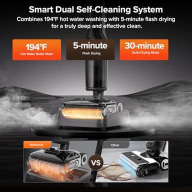 roborock F25 ALT Vacuum Mop, Wet Dry Vacuum Cleaner, Cordless Hard Floor Cleaner Machine with AI Assistant Wheels, 180° Lie-Flat, 194°F Hot Air Flash Drying & Hot Water Self Cleaning Electric Mop - Image 4