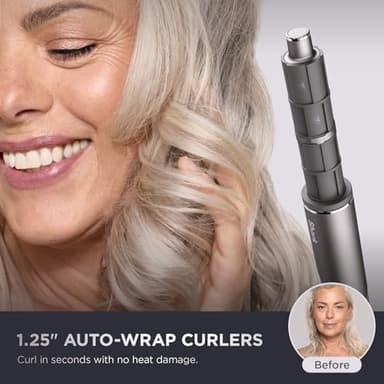 Shark FlexFusion Hair Straightener & Powerful Hair Dryer with Fusion Hair Brush, Ceramic Air Styler with Auto-Wrap Hair Curlers, Concentrator, & FrizzFighter, Ceramic Plates, Metallic Mist, HD651S - Image 4