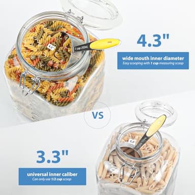 2 Pack 1 Gallon Square Super Wide-Mouth Glass Jars with Airtight Lids - Glass Storage Jars with 2 Measurement Mark - Canning Jars with Large Capacity, Sturdy For Canning, Overnight Oats, 4200 ML - Image 5