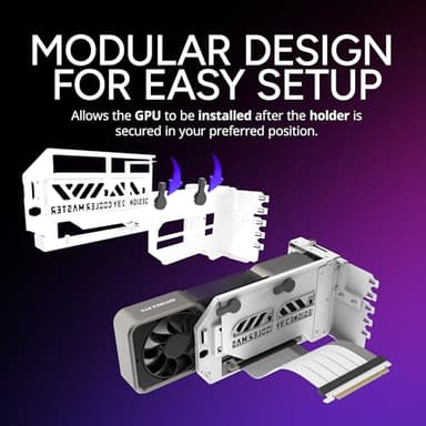 Cooler Master Vertical GPU Card Holder Kit V3 White , PCIe 4.0 5.0 Motherboards GPUs RTX 5090 RX 9070 XT, ABS Casing, 165mm Length, Modula Adjustable for E-ATX ATX Micro ATX Case - Image 6