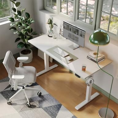 Agilestic Electric Standing Desk, 55 x 24 Inches Height Adjustable Desk, Sit Stand up for Work Office Home, Ergonomic Rising Computer Table with Memory Preset, White - Image 4