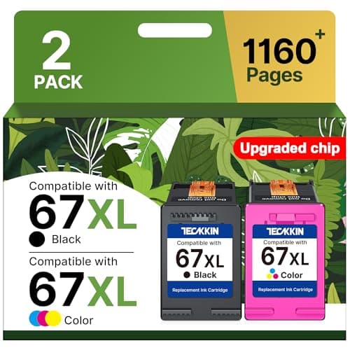 67XL Ink Cartridge Black/Color Combo Pack Replacement for HP Ink 67 67XL Printer Ink Works for HP DeskJet 2827e 2755e 2700 2855e 2800 4155e 2755 2852e Envy 6055e 6000 6455e (2 Pack) - Image 1