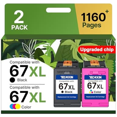67XL Ink Cartridge Black/Color Combo Pack Replacement for HP Ink 67 67XL Printer Ink Works for HP DeskJet 2827e 2755e 2700 2855e 2800 4155e 2755 2852e Envy 6055e 6000 6455e (2 Pack) - Image 1