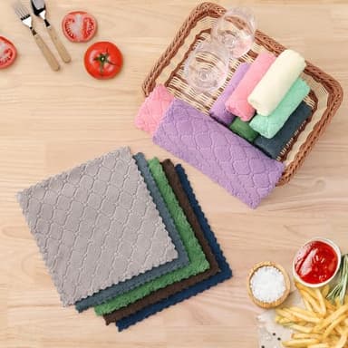 Homaxy 12 Pack Kitchen Dish Cloths (10 x 10 Inches, Grey), Super Soft and Absorbent Coral Velvet Dish Towels, Nonstick Oil Fast Drying Microfiber Cleaning Cloth, No Lint Household Dishcloths - Image 5