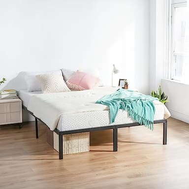 Olee Sleep 18 Inch Heavy Duty Steel Slat Anti-Slip Support, Easy Assembly Platform Bed Frame, Noise Free Steel Mattress Foundation, Maximum Storage, No Box Spring Needed, Black, King Size - Image 4