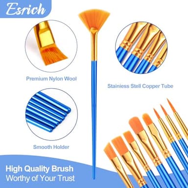ESRICH Paint Brushes Set,20 Pack 240 Pcs Nylon Hair Paintbrushes Round-Pointed Tip Paint Brush,Artist Paint Brushes for Acrylic Painting,Acrylic Oil Watercolor Face Arts,Kids Adult Drawing - Image 3
