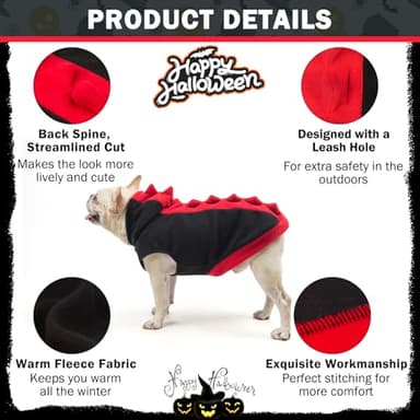 SCENEREAL Dog Dinosaur Costume, Funny Dog Halloween Costume, Dinosaur Dog Apparel for Small Medium Dogs Cats, Warm Fleece Pet Clothes Dog Hoodie for Yorkie Chihuahua Jumpsuit, Black M - Image 4
