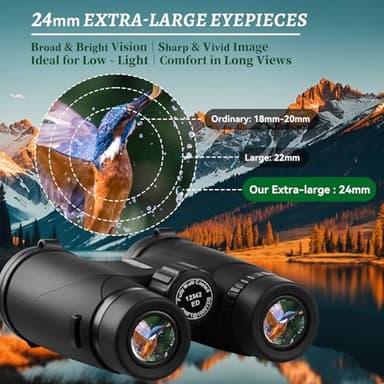12x42 Binoculars for Adults High Powered-24mm Large Eyepieces, Crossbody Bag & Ergonomic Neck Strap-Ideal Binoculars for Bird Watching, Hunting, Travel, Cruise Ship, Field Trips - Image 3