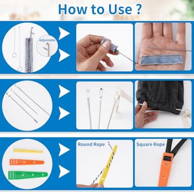 Tudniky 16 PCS Drawstring Threader, Loop Turner Sewing Tool with Flexible Hoodie String Threader and Cord Locks, Easy Drawstring Threader Bodkin Sewing Tool for Shorts Pants Jackets Coats Hoodies - Image 3