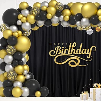 Black Backdrop Curtain for Party, Background Drapes Panels with Rod Pocket, Wrinkle Free Black Photo Curtains Backdrop Drapes Fabric Decoration for Wedding, Birthday Party Decor 5ft x 10ft, 2 Panels - Image 4