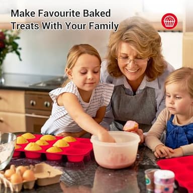Redfly Silicone Muffin Pan & Cupcake Pans for Baking - 12 Cup Regular Size BPA Free Egg Bites Molds - Image 6