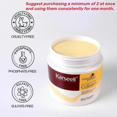 Karseell Collagen Hair Treatment Deep Repair Conditioning Argan Oil Collagen Hair Mask Essence for Dry Damaged Hair All Hair Types 16.90 oz 500ml - Image 5